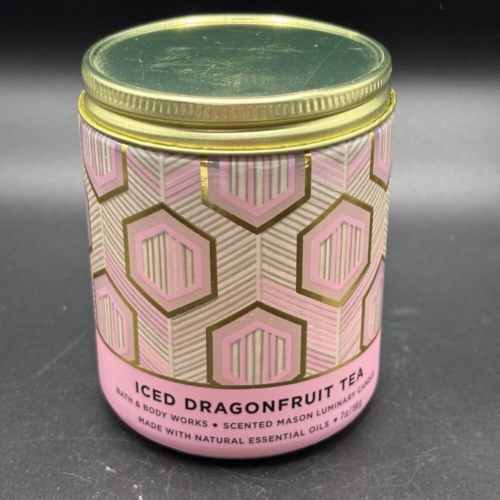 Bath & Body Works Iced Dragonfruit Tea Single Wick Candle Mason Jar 7 oz Fruity